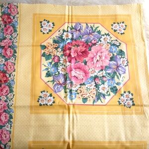 FABRIC PILLOW PANELS w/ border, Georgeous Dense Florals On Yellow 4 Panels 1 Yd